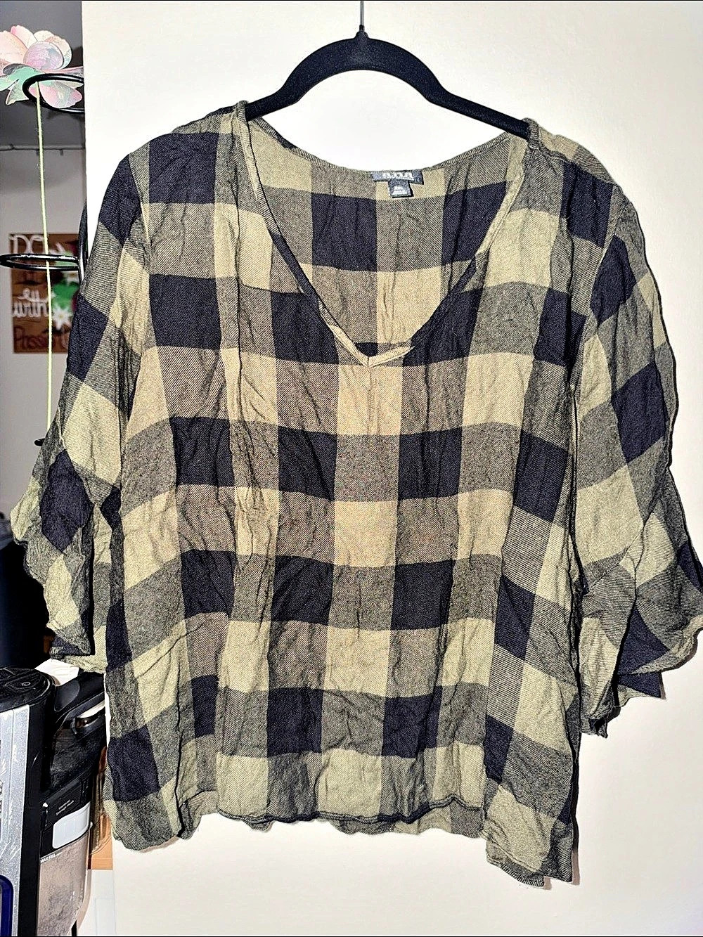 a.n.a Plaid Short Sleeve Blouse